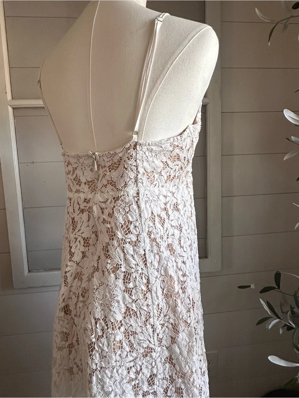 Lulu’s White Lace Slip Dress with Handkerchief Hem